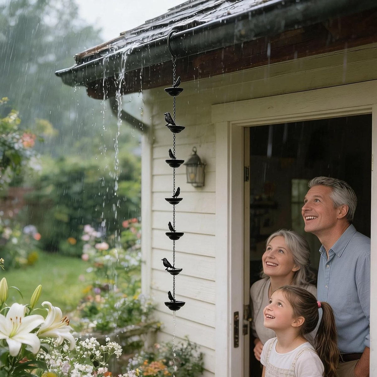 Regenketting - Dakgoot Hanger - Water Afvoeren - Roestvrij Metaal - 100 cm - Brons