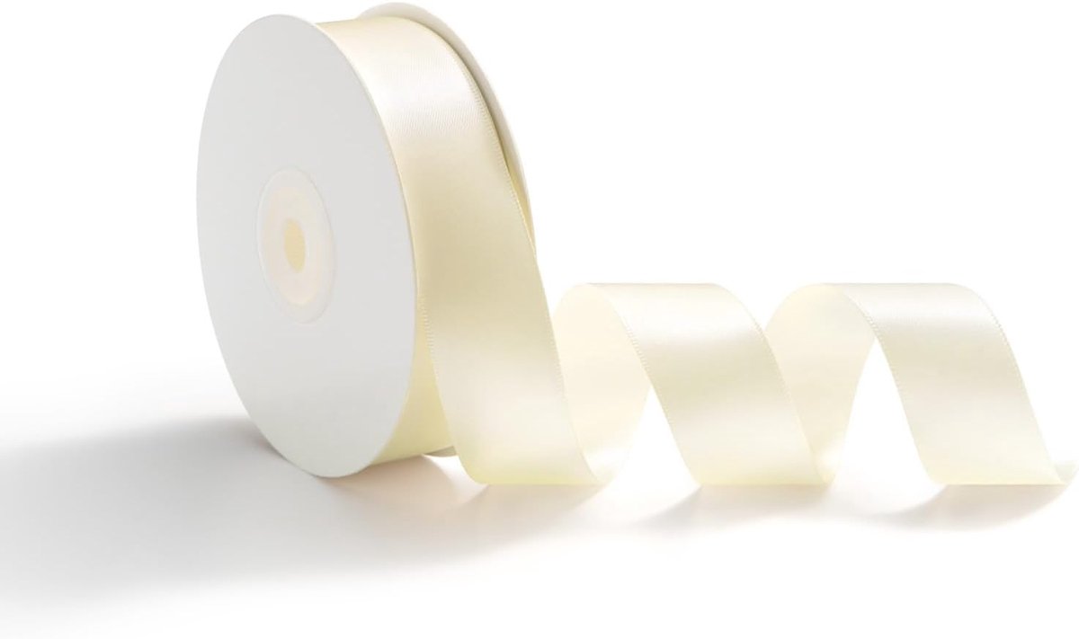 25 mm x 23 m cadeaulint, satijnen lint, linten voor knutselen, decoratief lint voor bruiloften, cadeauverpakking, crème