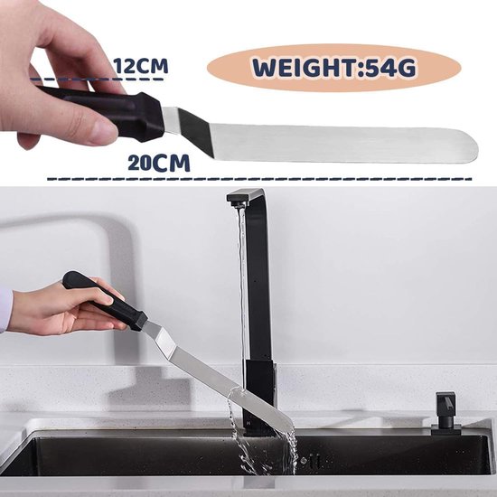 20 cm taartspatel, professionele, schuine, verspringende taartspatels, hoekpalet, kleine bakaccessoires voor taarten voor huishouden, bakkerij voor het verdelen van room, bakken van taarten — afbeelding 5
