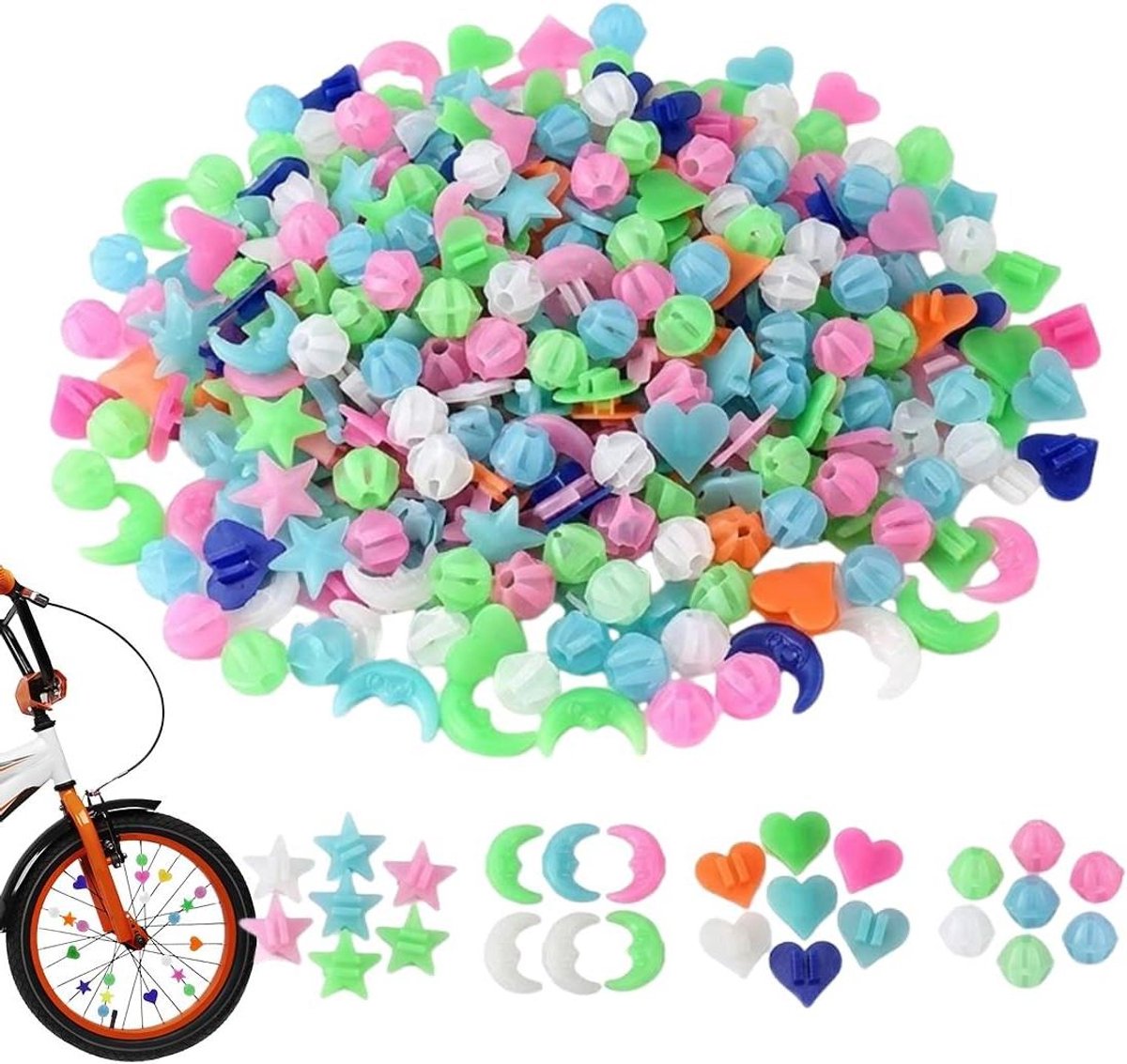 Fietsspaak Decoratie Spaak kralen reflectoren Kinderfiets Versieren Eenvoudig Bevestigen 210 Stuks Kleurrijk