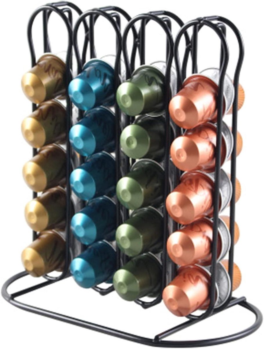 Koffiecup Houder - Opslag Display - Koffie Organiseren - Draaibare Basis - 22x12.5x23CM - Zwart
