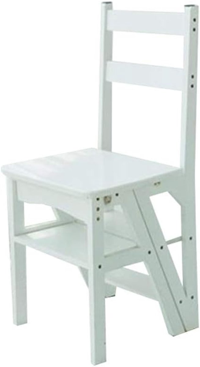 Opstapje Stoel - Houten Ladder - Huishoudelijke Klusjes - Opvouwbaar Design - Vier Treden - Vintage Hout