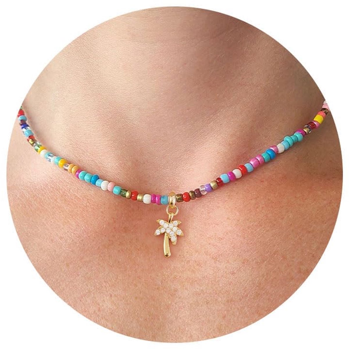 Kettingen voor vrouwen - Zomer strand boho zeester, schelp, schelp, parel, palmboom hanger ketting eenvoudige oceaan vakantie sieraden