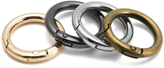 Veerringen, ronde metalen karabijnhaak voor sleutelhangers, handtassen, portefeuilles, tassen en doe-het-zelf decoraties, Geborsteld messing, 19mm — afbeelding 3