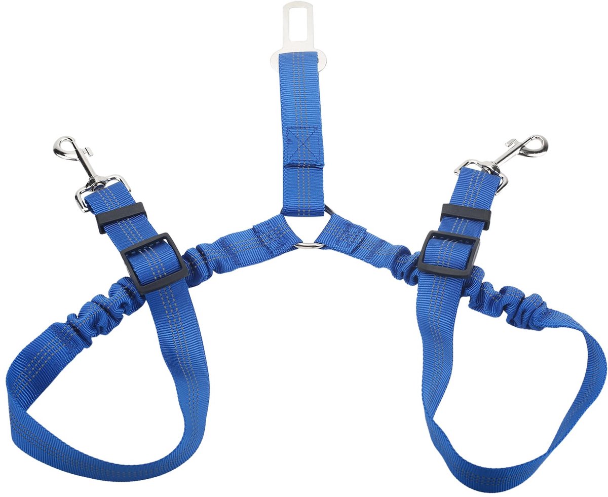 Hondengordel, verstelbare 2-in-1 hondenautogordel met anti-schok bungee-buffer, geen-verstrengelde auto hoofdsteunbeveiliging, zware reflecterende huisdieren veiligheidsgordels clip