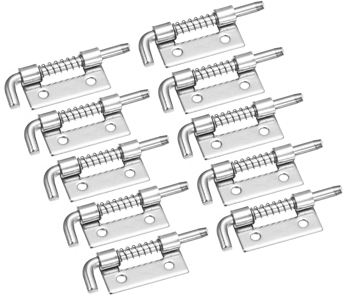Grendelstift, 10 stuks 304 roestvrijstalen veervergrendeling, rechts met gat vergrendeld, veerbelasting voor verdeelkast elektrische kast (zilver)