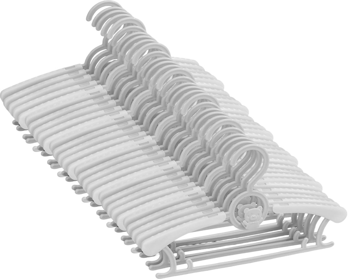 Kinderkleerhangers, verstelbare anti-slip kinderkleerhangers met stapelbare berenhaken, meegroeiende kleerhangers kinderen, voor kledingkast, slanke kinderkleerhangers, 28-36 cm, 30 stuks