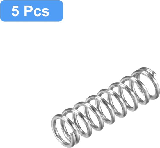 Drukveer, 5 stuks 304 roestvrij staal, 12 mm OD, 1,6 mm draadgrootte, 40 mm vrije lengte, zilverkleurig — afbeelding 2