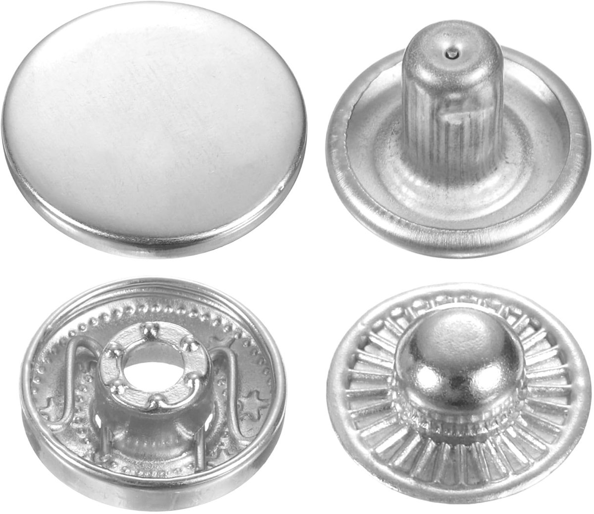 30 sets 15 mm drukknoppen metalen drukknopen legering naaien knopen voor tassen leer marine boot zeildoek (zilver)