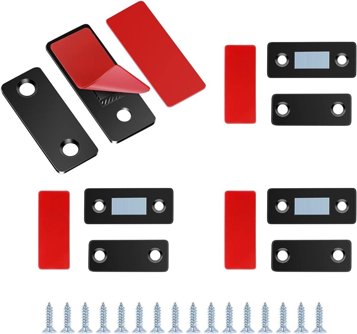 Deurmagneten Set - Kastsluitingen - Kasten Sluiten - Ultradun Roestvrij Staal - 4 Stuks - Zwart
