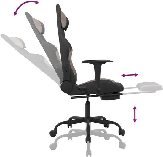 Gaming stoel - Comfortabele stoel - Ontspannen zitten - Met verstelbare rugleuning - Niet gespecificeerd - Zwart — afbeelding 4