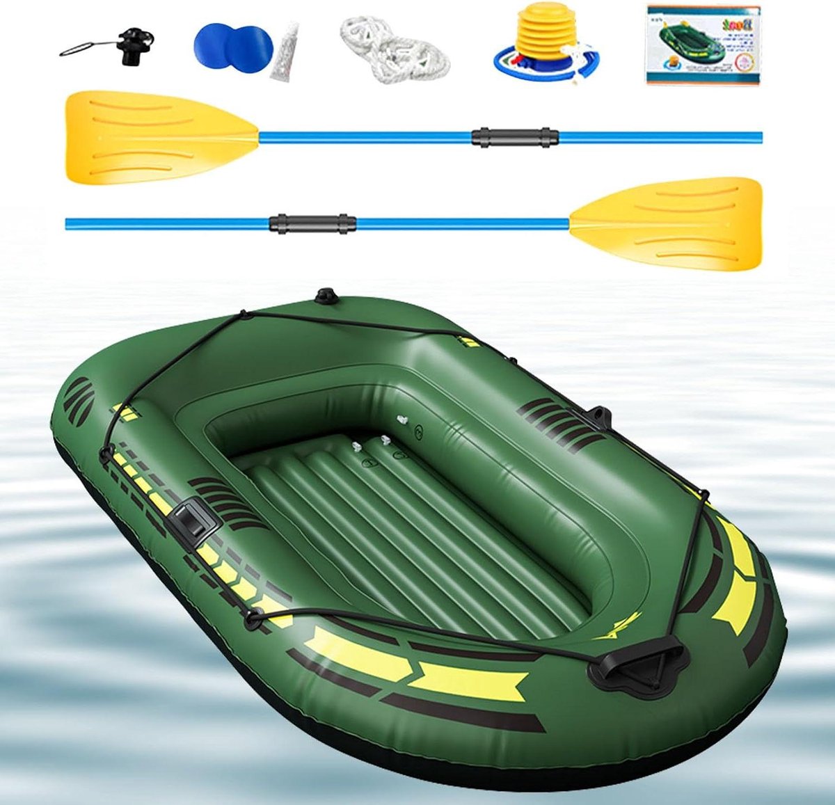 Opblaasbare Kajak - Lichte Kano - Watersport Plezier - Complete Kit - 192 x 113 cm - Legergroen