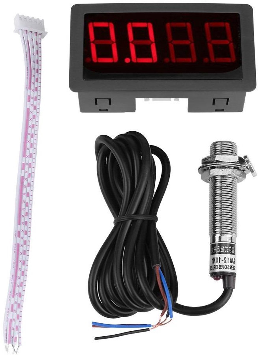 Digitale Toerentalmeter - Snelheidsmeter Sensor - Motoren Meten - Hoge Precisie Display - 4 Cijfers - Rood