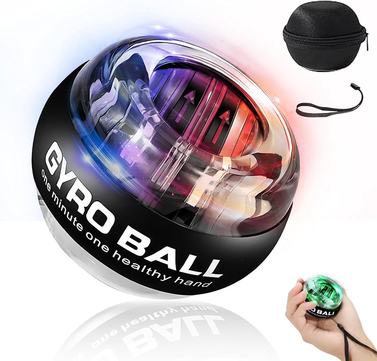 Gyroball Wrist Exercise Ball, 5 Levels Resistance/Light Control, Gyroscopic Forearm Trainer, Strengthening Arms - ShopVlot