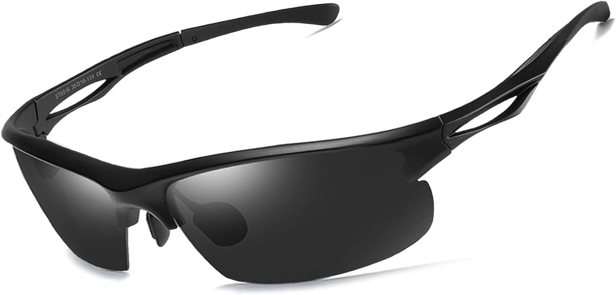 Half Frame Sport Zonnebril Heren en Dames UV400 | PC en TR90,Gepolariseerd Behalve Geel,Rechthoekig,Omwikkelbaar,Fietsen,Racen,Wandelen,Vissen,Trekken,Hardlopen