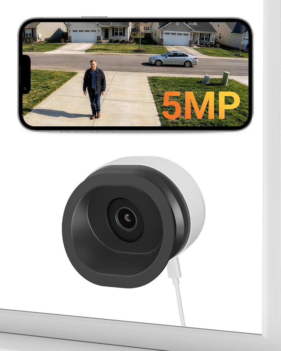 A60 Pro 2,4/5 GHz raamcamera 3K 5MP montage zonder boren | Nachtzicht in kleur, AI-detectie personen/voertuig, onmiddellijke waarschuwing, geheugenkaart/cloud-opslag