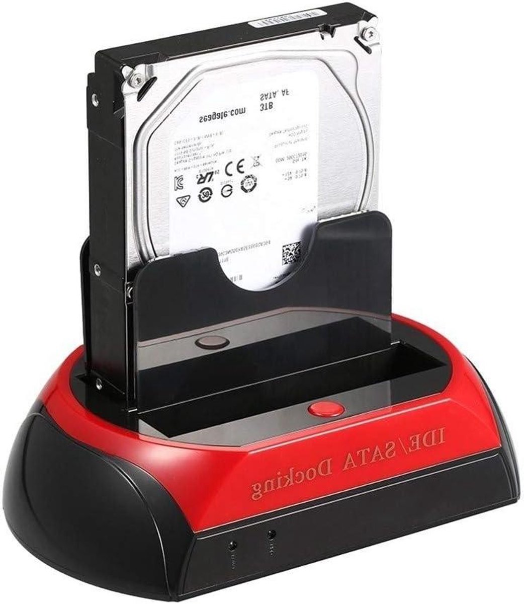 Harddisk Docking Station - Externe Hdd Adapter - Data Overzetten - One Touch Backup - 7 Inch - Zwart Rood