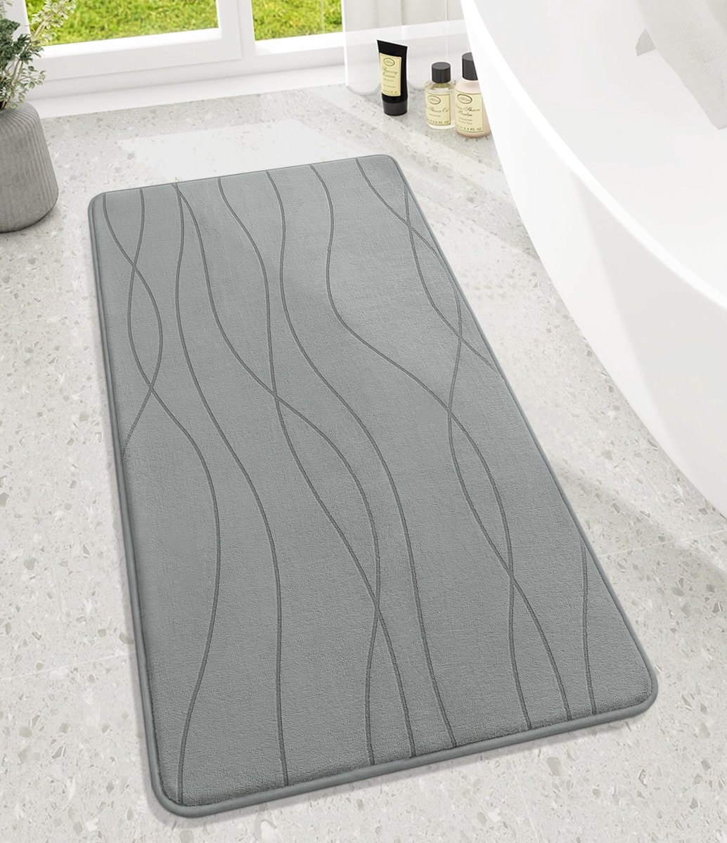 SnelShoppen - Badkamertapijt, Badmat, Douchemat, Traagschuim, Antislip, Wasbaar, Zacht, Absorberend, Grijs, 60 x 120 cm voor Badkamer