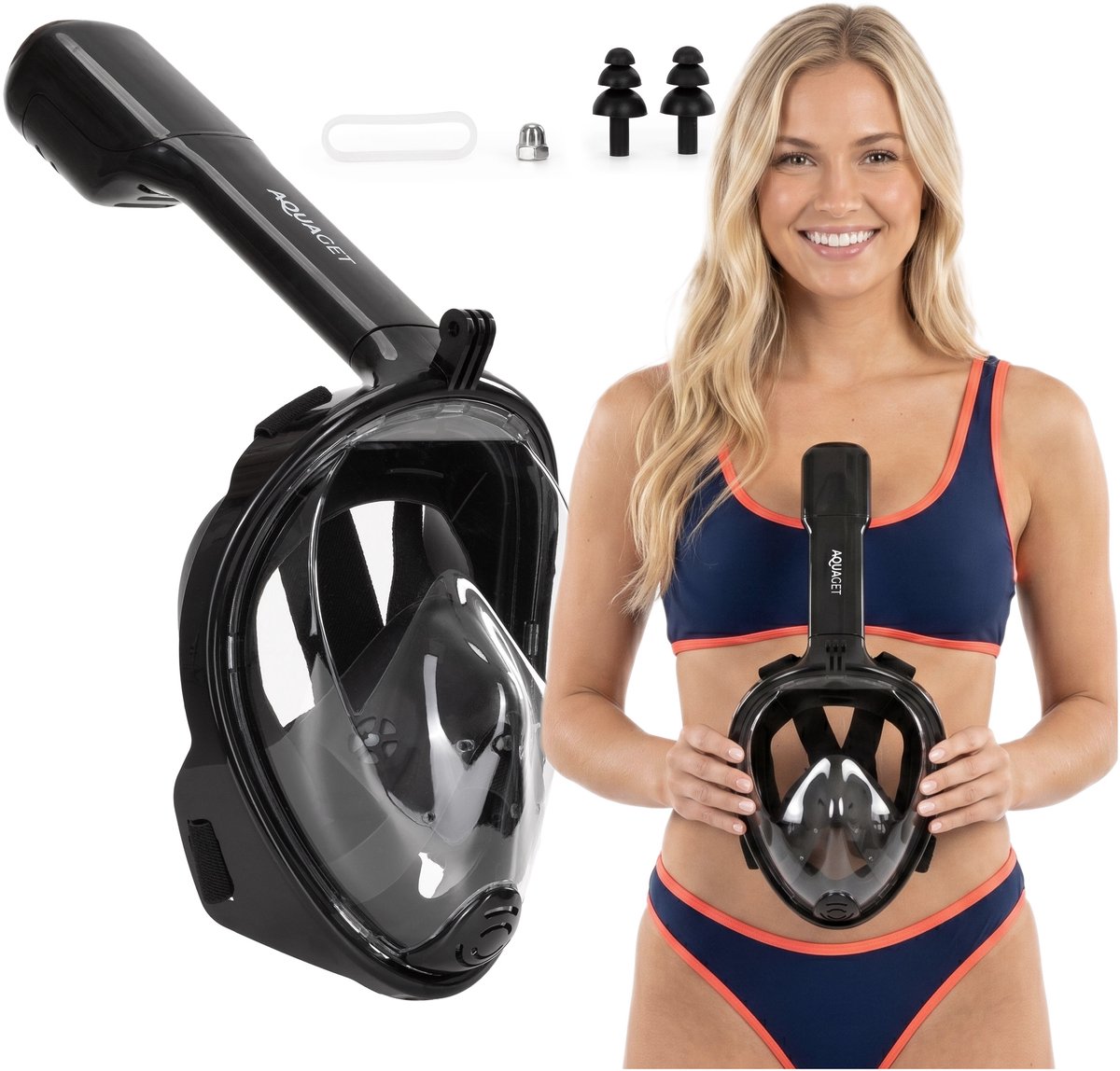 Aquaget® Snorkelmasker - Duikmasker - Duikbril - Snorkel - Face Masker - L/XL