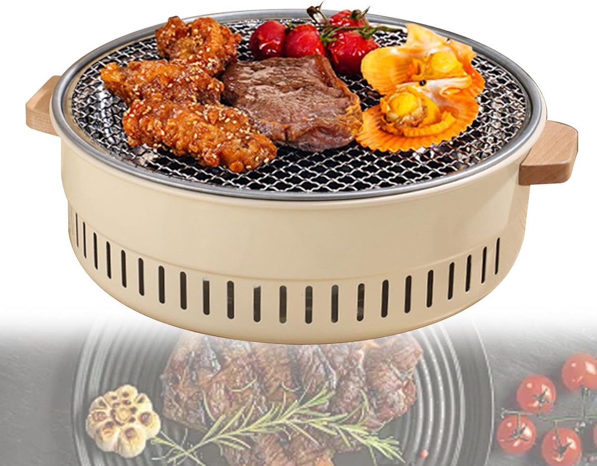 Houtskoolbarbecue - Compacte Grill - Buiten Koken - Multifunctioneel - 31 cm - Zwart