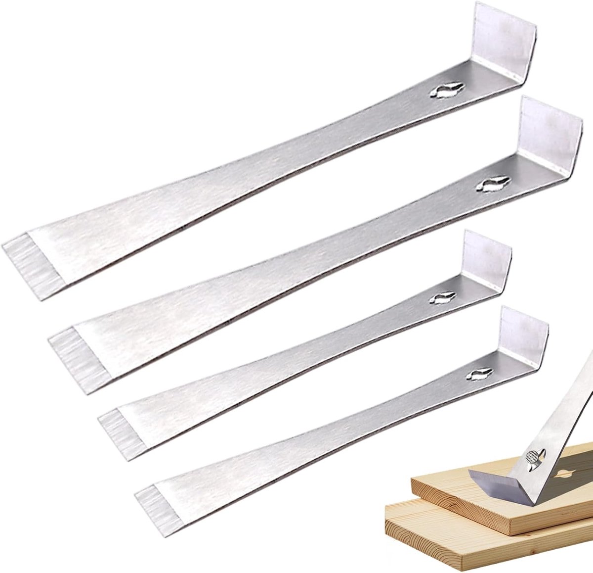 Platte wrikstangen set - Trimtrekker gereedschap - Klusjes uitvoeren - Roestvrij staal - 7 en 10 inch - Zilver