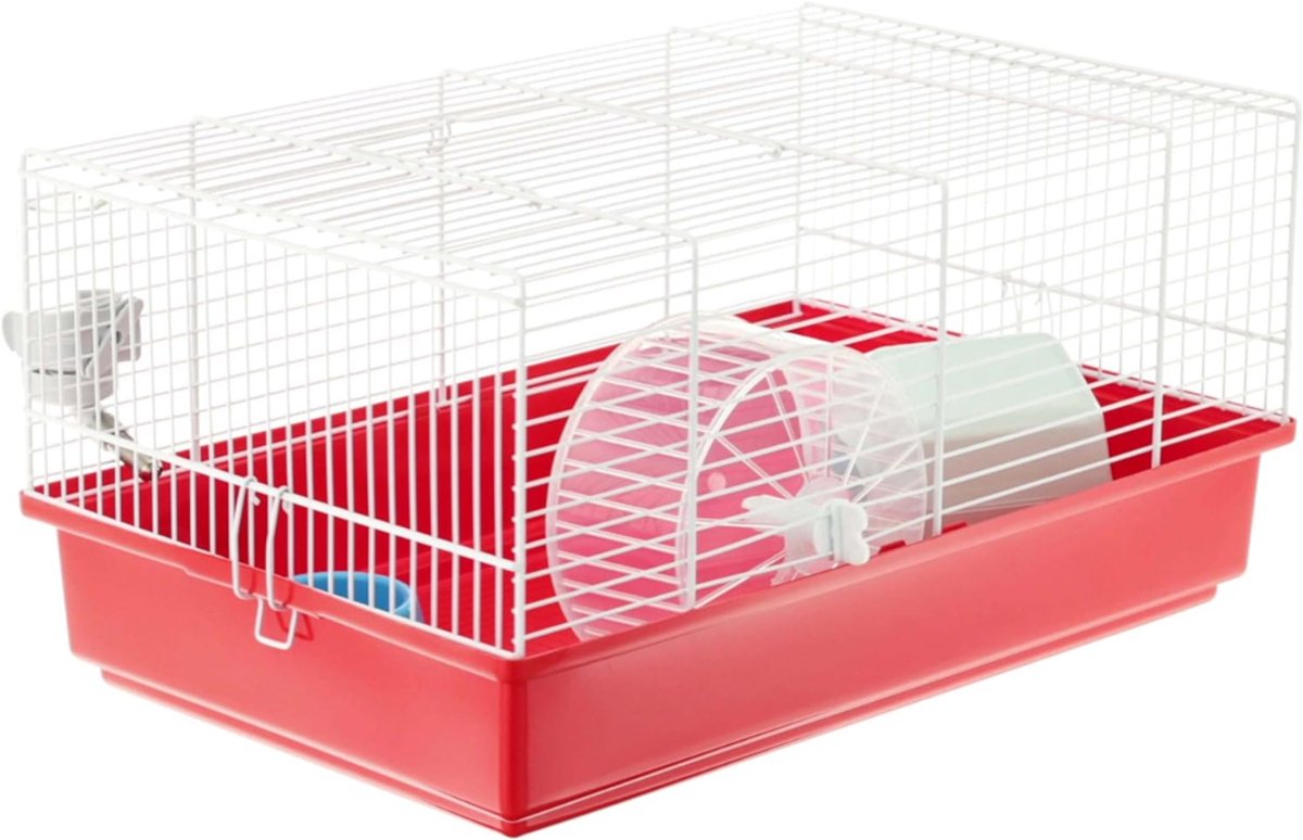 QORA® Hamsterkooi - Rood - 46cm x 30cm x 23cm