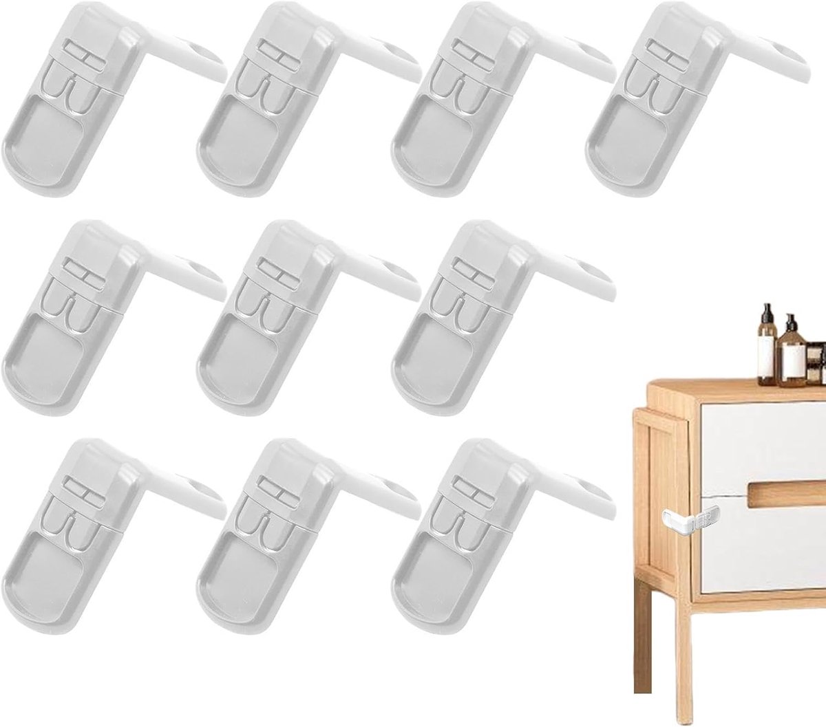 Kinderveiligheidsslot - Kastsloten - Huis Beveiligen - Dubbele Knop Mechanisme - 10 Stuks - Wit