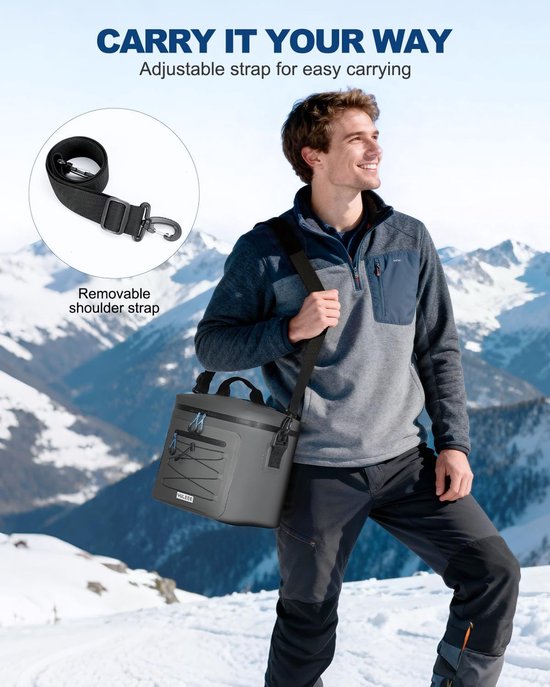Koeltas - Lunchtas - Picknick en Reizen - 5-laags Isolatie - 15L - Grijs — afbeelding 4