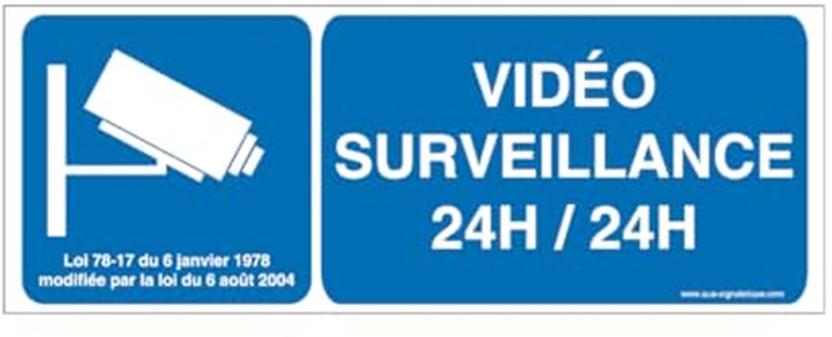 Bewakingssticker - Camerabewaking - Afschrikking - Zelfklevend vinyl - 200x75 mm - Zwart