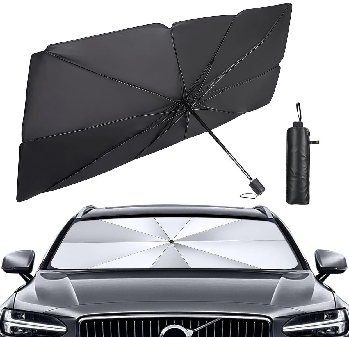 Dailygoods- Autozonnescherm 140x80cm - Opvouwbaar - UV-bescherming - Reflecterende Parasol - Universeel voor Auto's/SUV's - Bescherming Dashboard - Zonnescherm