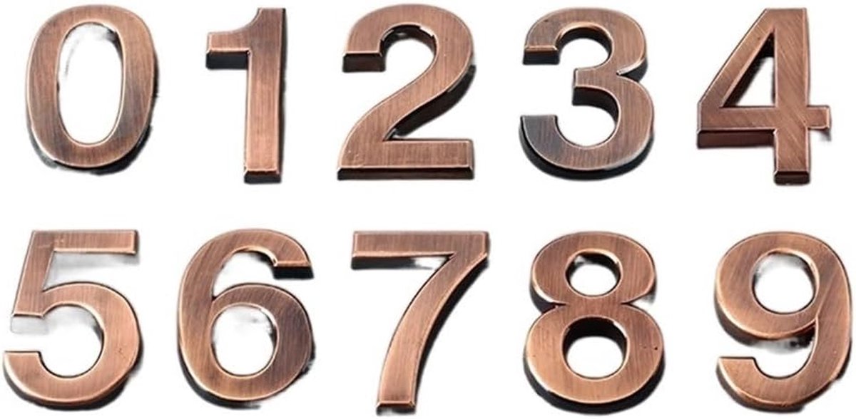 Huisnummer - Deurcijfer - Adres Aangeven - Rustieke Gehamerde Look - 50x35x6 mm - Brons