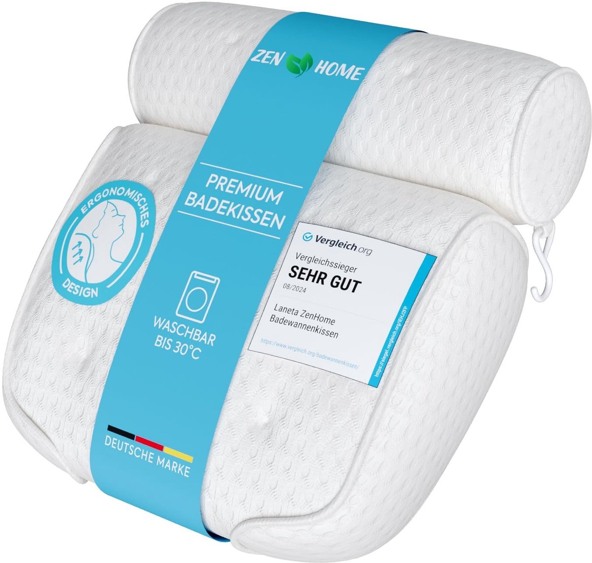 Dailygoods- Badkussen Hoog Ligcomfort - Nekkussen/Badkussen - Comfortabel - Ondersteuning Hoofd/Schouders - Ontspanning - 2 Kamers - Badkussens