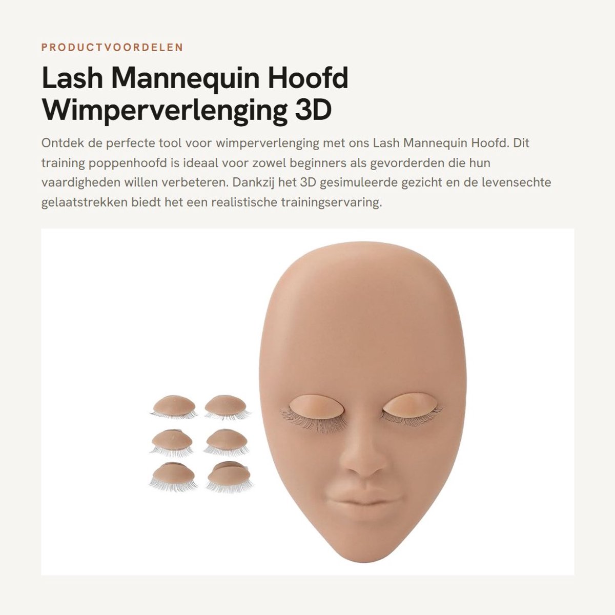 Dailygoods- Wimpermannequin 3D Gesimuleerd Gezicht - Oefenpop - Vervangbare Oogleden - Wimperverlenging - Training - Rubber/Siliconen