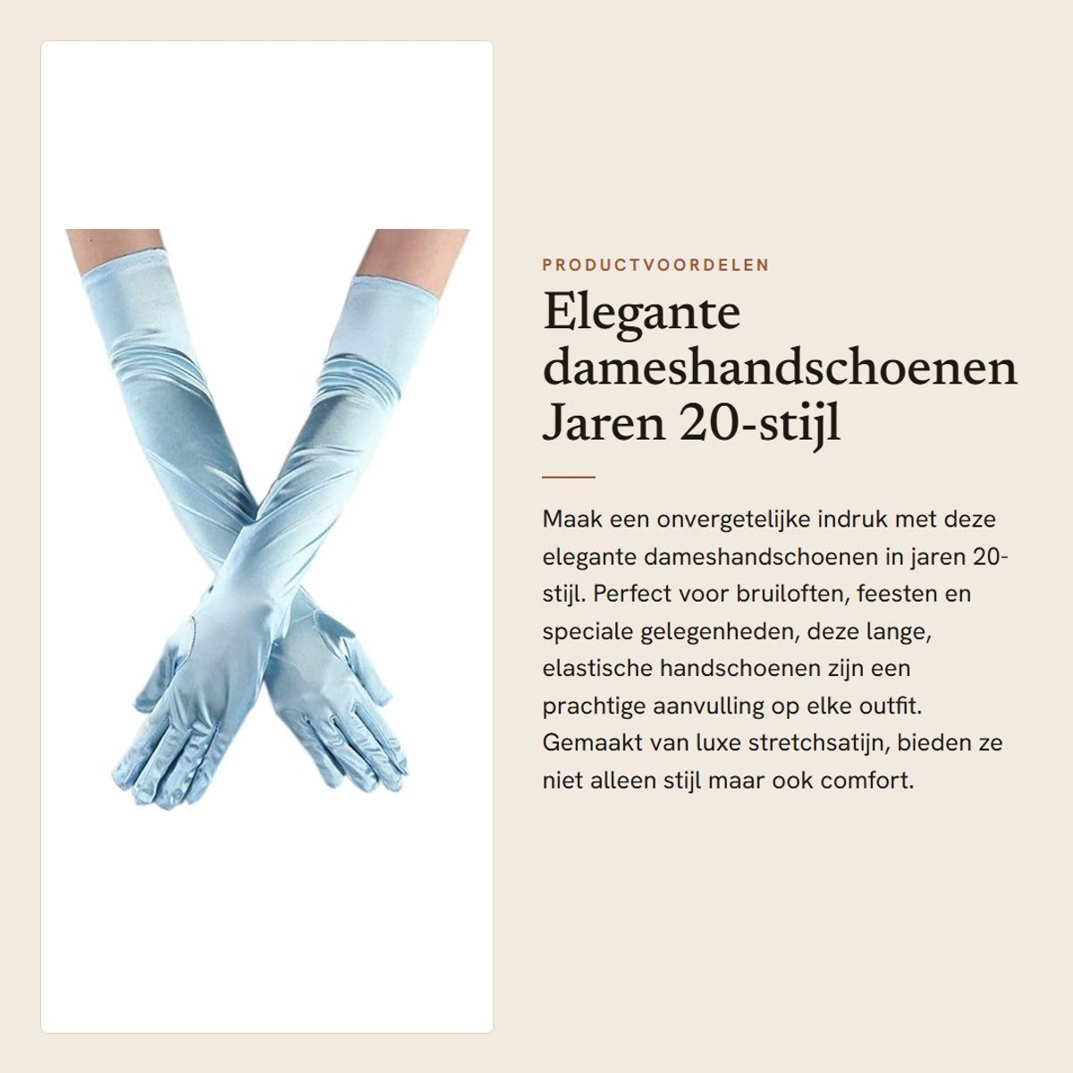 Dailygoods- Dameshandschoenen Lang - Bruidshandschoenen - Avondhandschoenen - Feesthandschoenen - Retro Satijn - 22 cm Stretchsatijn