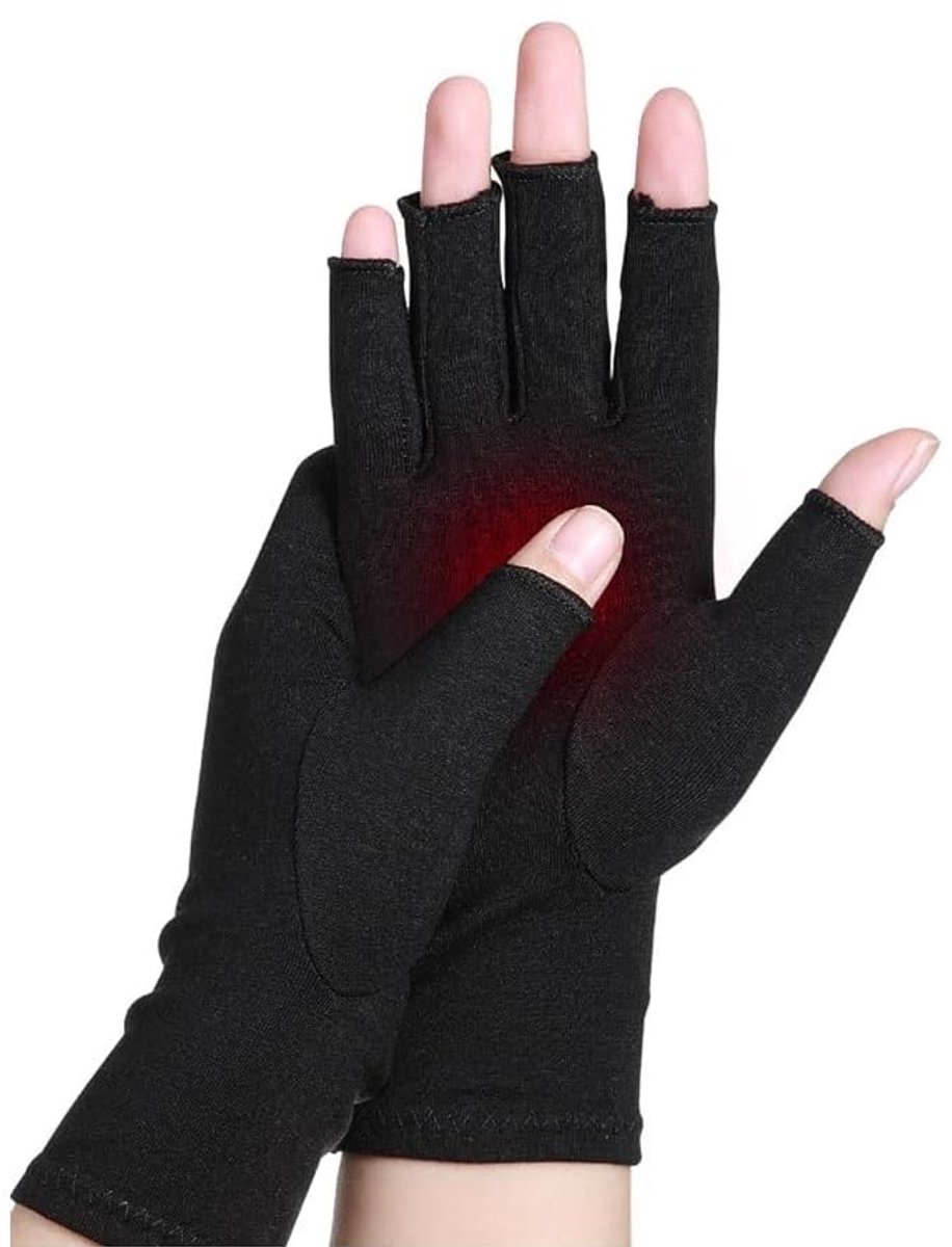Dailygoods- Anti-artritis Handschoenen - Vingerloos Design - Pijnverlichting - Compressie Handschoenen - Zachte Compressie - Vochtregulerende Stof - Compressiehandschoenen