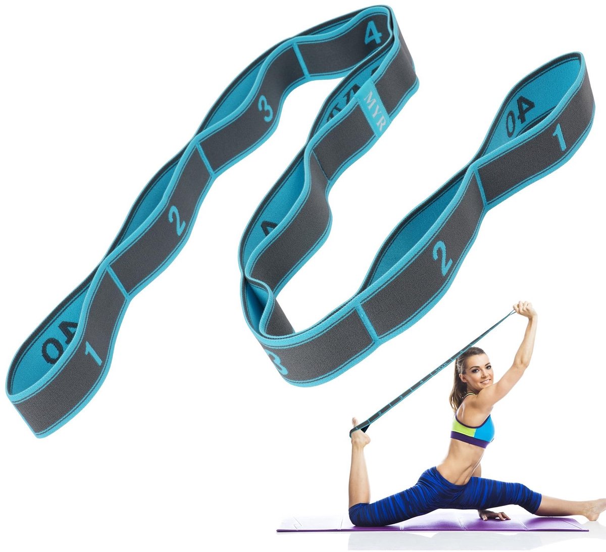 Dailygoods - flintronic Yoga-stretchband, stretcher yogariem met lussen, beenstretcher voor oefeningen, been- en voetrekhulp - met TPE-spanbanden