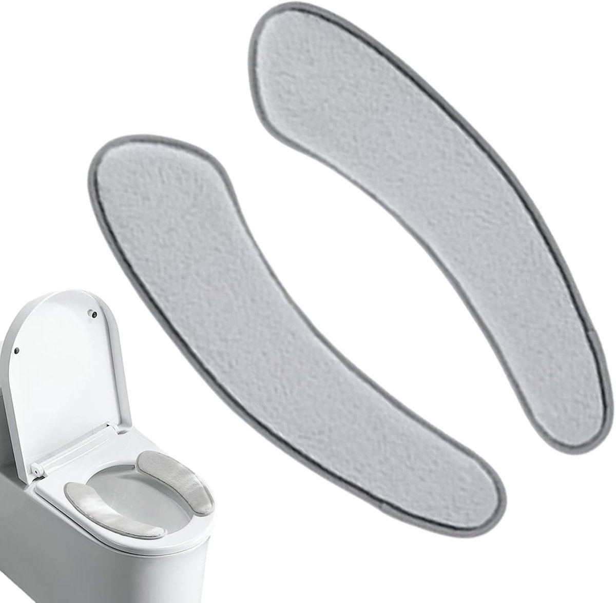 Toiletbrilkussen - Toilethoes Warm - Badkamer Comfort - Dubbele Bevestiging - 38 x 11 cm - Grijs