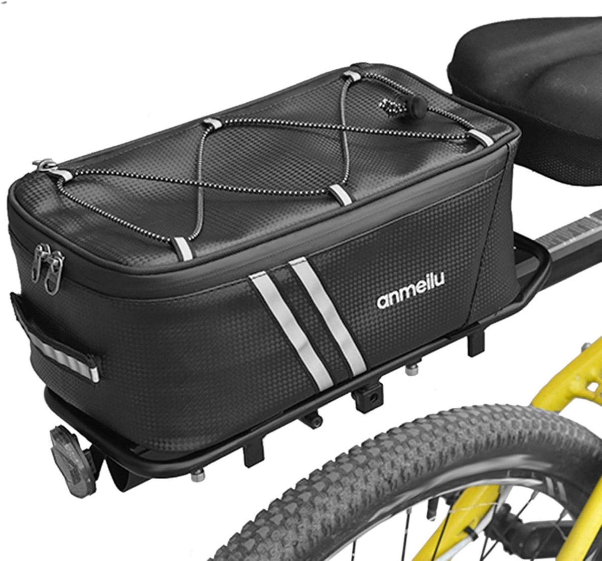 Fietsmand Achter - Fietstas Bagagedrager - Grote Spullen Vervoeren - Waterdicht Met Cover - 7 Liter - Zwart