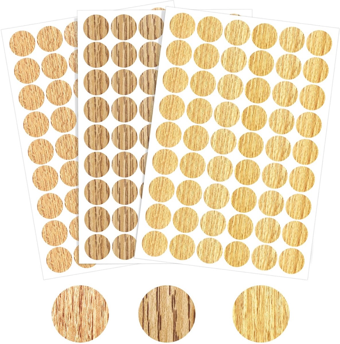 Dailygoods- Schroefkap 162 Stuks - Zelfklevende Dekkap - Houtstructuur - Voor Meubels - Verbergt Schroefgaten - 21mm Diameter - Decoratiestickers