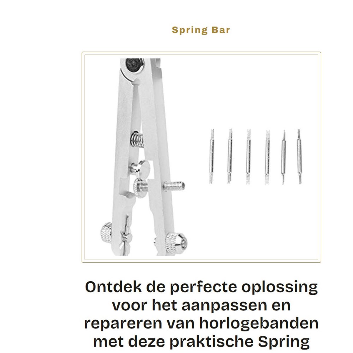 Dailygoods- Springbar Tang - Roestvrijstalen Gereedschap - Horlogeband Verstel- en Reparatietool - Lichtgewicht - Duurzaam - Vergrendelbare Schroef - Horlogetang