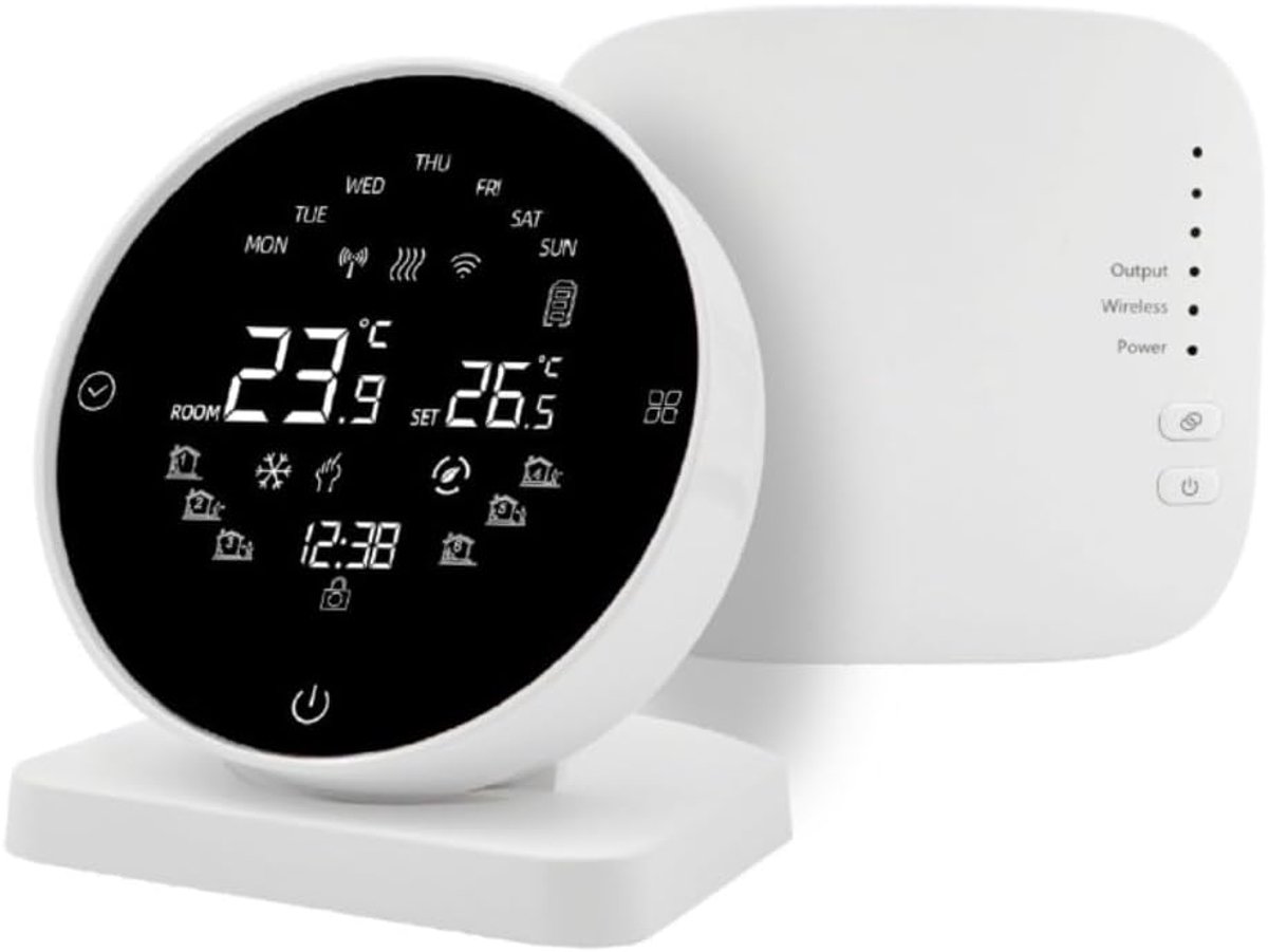 Slimme Thermostaat - WiFi Regelaar - Energie Besparen - App Bediening - 9.8x9x7.7cm - Wit