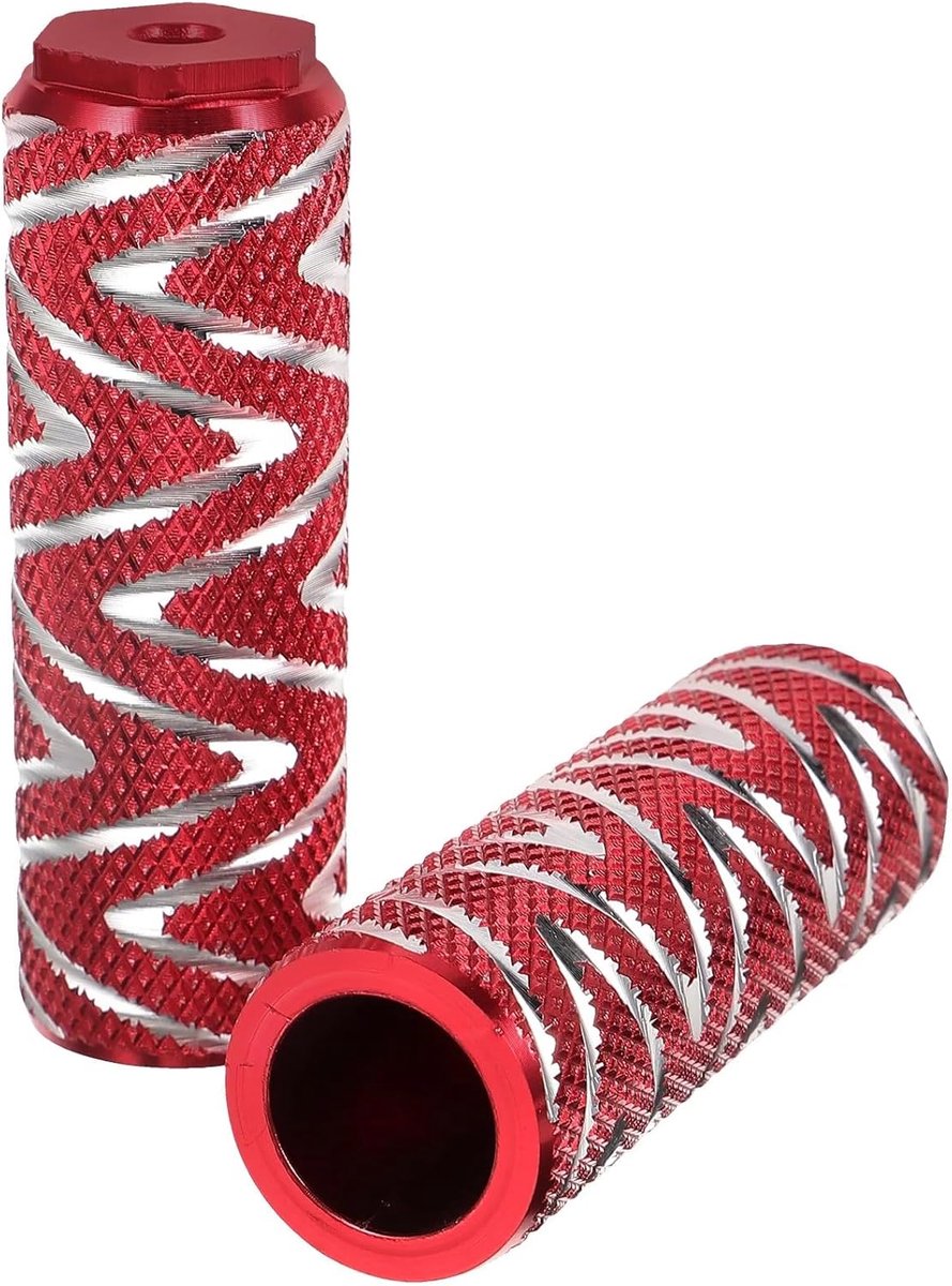 Fiets Voetsteunen - Stuntpinnen - Extra Grip - Antislip Groeven - 7.5x2.5cm - Rood