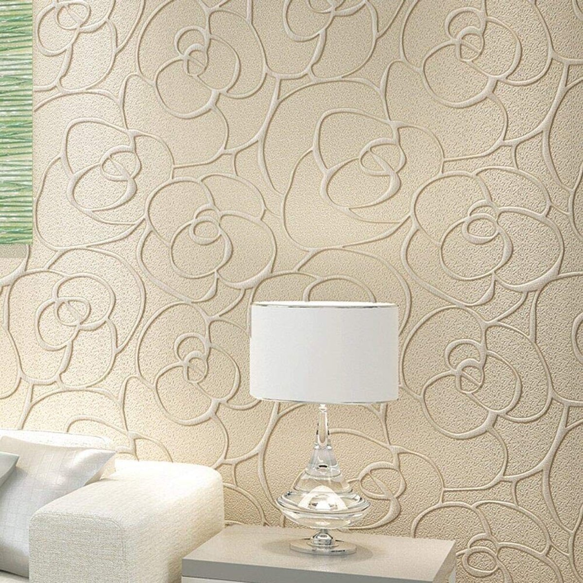 Dailygoods- Behang Moderne 3D Rozen - Vliesbehang - Wanddecoratie - Woonkamer/Slaapkamer - Antimicrobieel - 10 m x 0,53 m - Wandbekleding