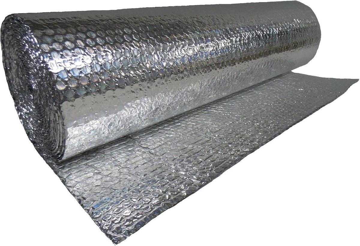 Isolatie Folie - Warmte Reflectie - Energie Besparen - Dubbel Lucht - Rol - Zilver