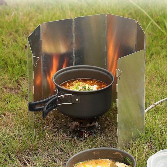 Opvouwbare windschermen van aluminiumlegering, 10 stuks per verpakking, opvouwbare winddichte hoezen, geschikt voor kamperen, wandelen en picknicken. van Merkloos — afbeelding 4