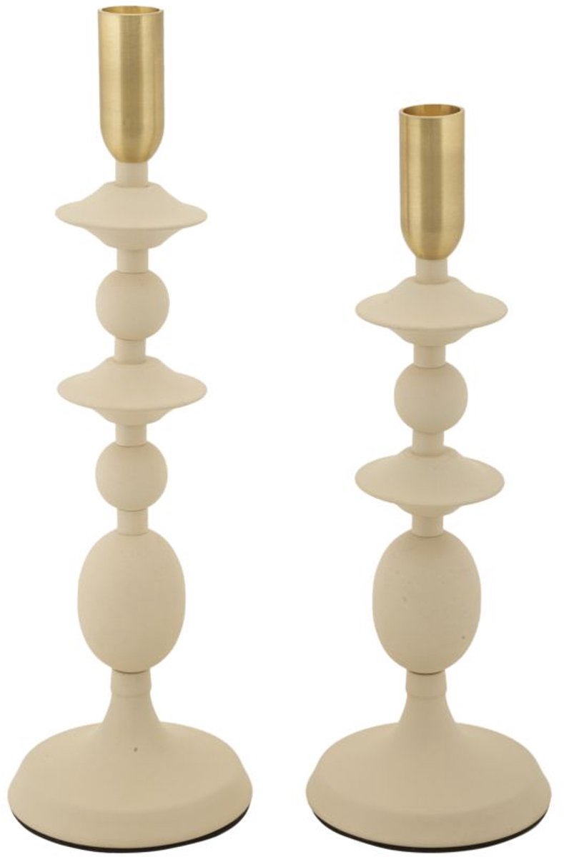 Mauro Ferretti Kandelaar Gemini Cream Set 2 Pcs Ø 10×29 cm Crème