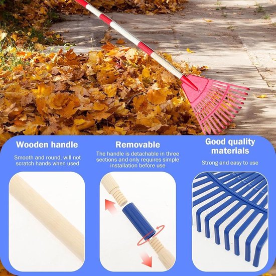 Bladhark Gazonhark - Tuinveger Vegen - Buiten Opruimen - Afneembaar Draagbaar - 86 cm - Rood — afbeelding 2