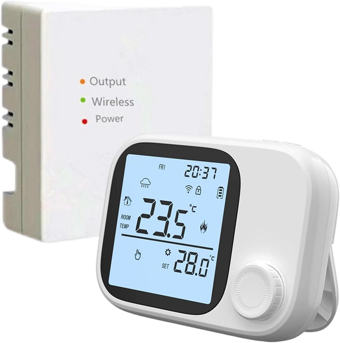 Slimme Thermostaat - Temperatuurregelaar - Comfort Binnenshuis - App en Stem Bediening - 8.6 x 8.7 x 3 cm - Wit