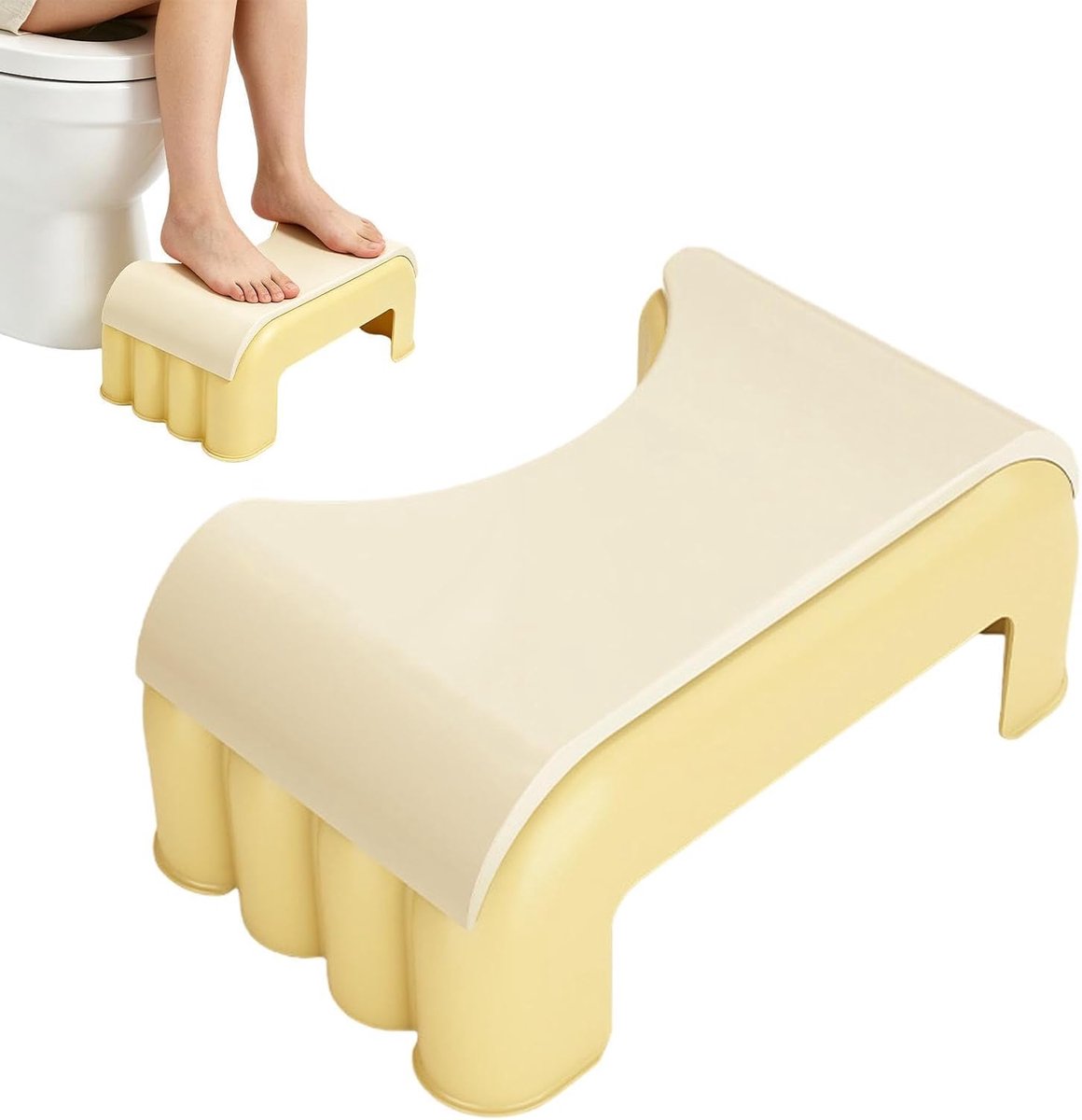 Toilet Opstapje - Krukje Ontlasting - Natuurlijke Houding - Antislip Stabiliteit - 39x24x39 cm - Geel