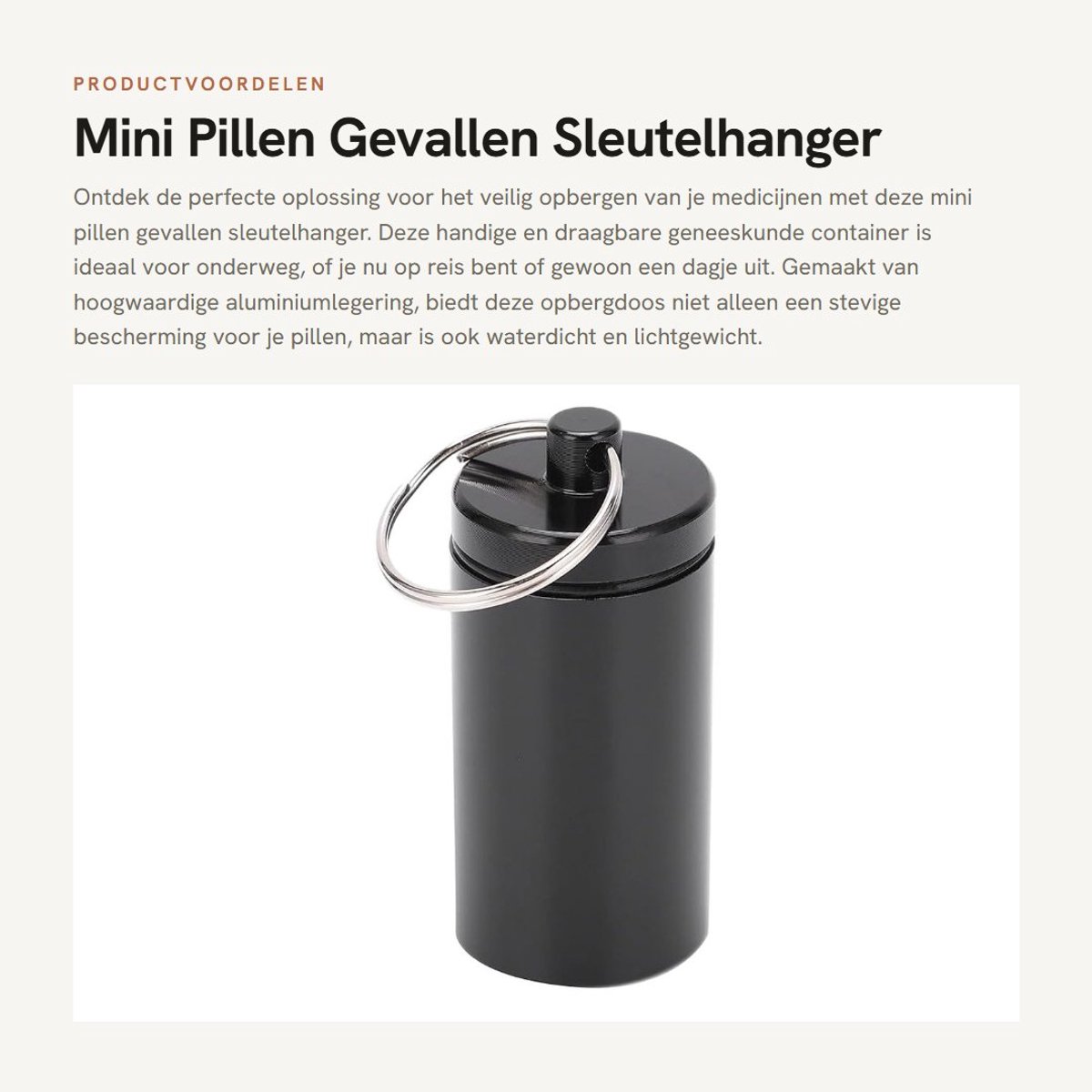 Dailygoods- Pillenhouder Draagbaar - Mini Aluminium - Waterdicht - Sleutelhanger - Opbergdoos - Duurzaam Materiaal - Medicijncontainer